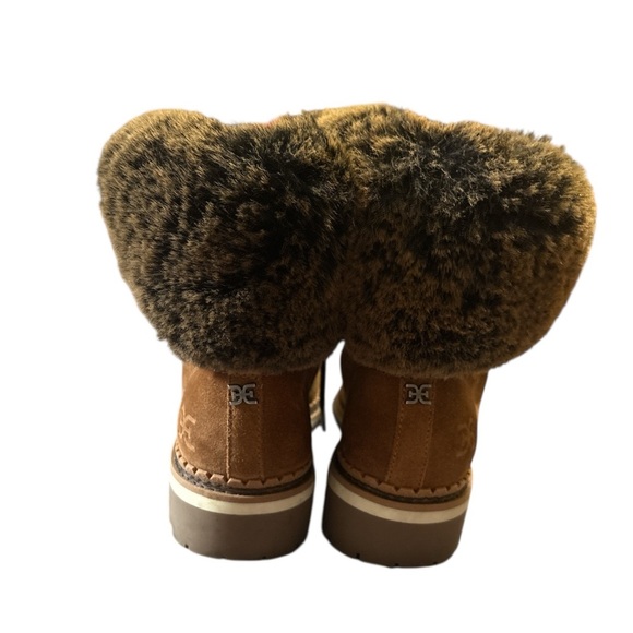 Sam Edelman Bowen Brown Suede Faux Fur Lace Up Boots in Luggage Brown Sz. 9.5 - Picture 10 of 16